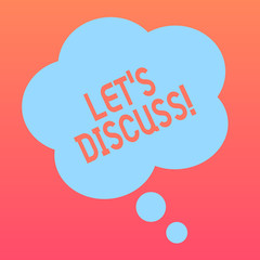 Handwriting text writing Let S Discuss. Conceptual photo asking someone to talk about something with demonstrating or showing Blank Color Floral Shape Thought Speech Bubble photo for Presentation Ads