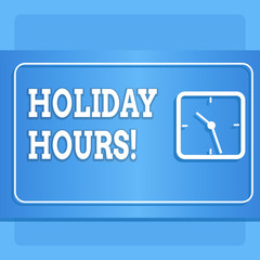 Word writing text Holiday Hours. Business photo showcasing Overtime work on for employees under flexible work schedules Modern Design of Transparent Square Analog Clock on Two Tone Pastel Backdrop