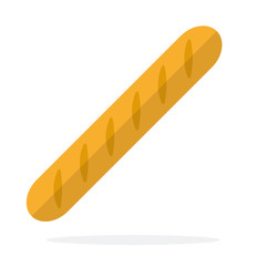 Crispy baguette vector flat material design isolated object on white background.
