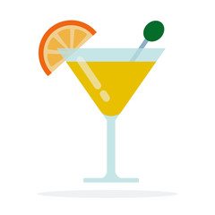 Tropical cocktail vector flat material design isolated object on white background.