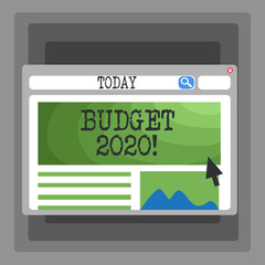 Handwriting text Budget 2020. Conceptual photo estimate of income and expenditure for next or current year Blank Template of Pastel Colorful Website Layout Design for Homepage Format