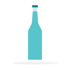 Water in the glass bottle vector flat material design isolated object on white background.