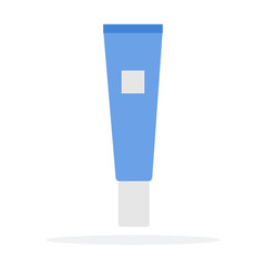 Tube for cosmetics with a screw cap vector flat material design isolated object on white background.