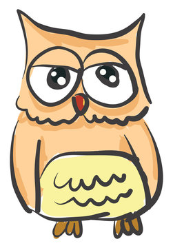 An owl with lippy eyes vector or color illustration