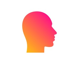 Head icon. Human profile sign. Facial identification symbol. Classic flat style. Gradient head icon. Vector