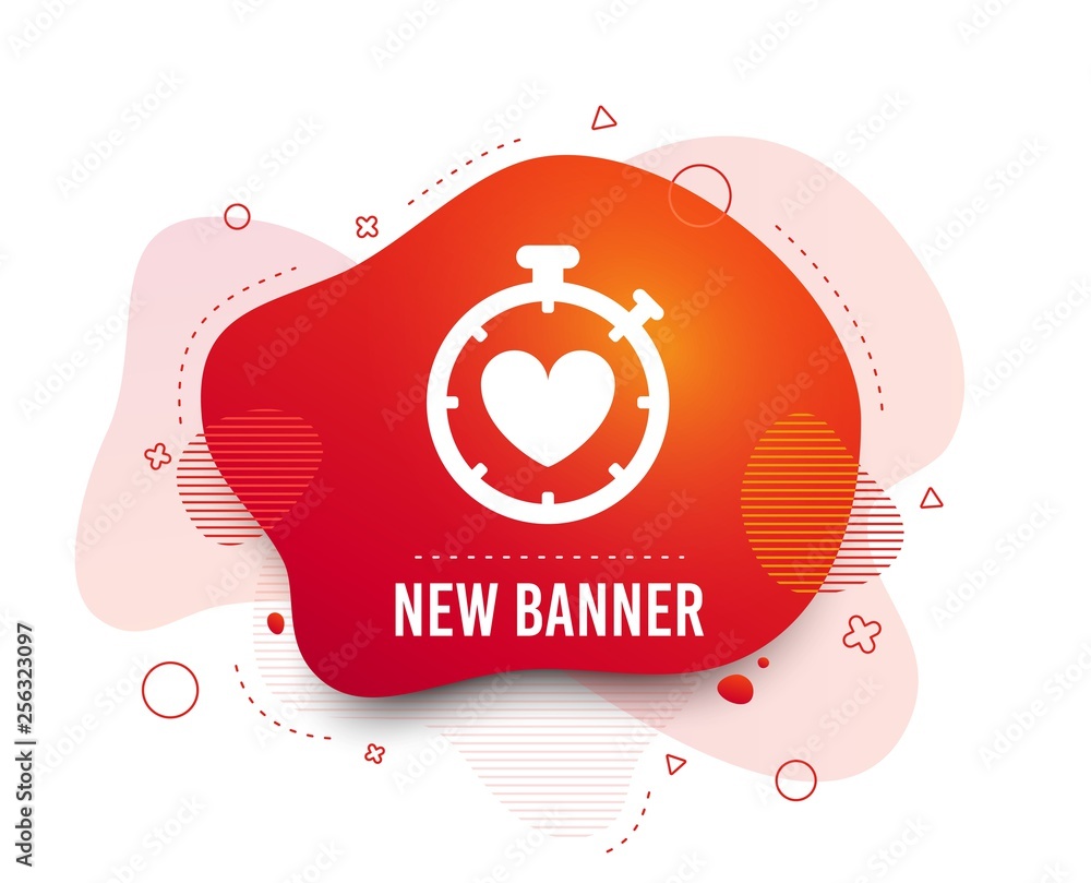 Poster fluid badge. heart timer sign icon. stopwatch symbol. heartbeat palpitation. abstract shape. gradien