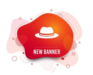Fluid badge. Top hat sign icon. Classic headdress symbol. Abstract shape. Gradient hat icon. Flyer liquid banner. Vector