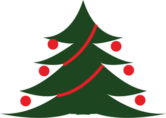 A chirstmas tree decorated vector or color illustration