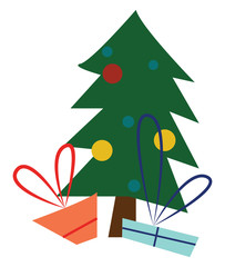 A decorated christmas tree vector or color illustration
