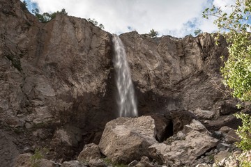 Beautiful falls in mountains, the wild nature of the North Caucasus