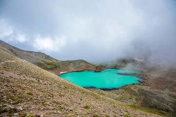 The mountain lake in the beautiful gorge, the nature of the North Caucasus