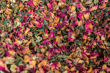 colorful dried fruit tea leaves for the whole frame