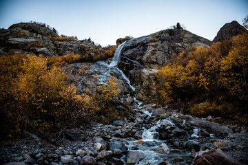 Beautiful falls in mountains, the wild nature of the North Caucasus