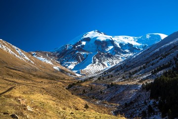 Mount Elbrus, beautiful view of snow tops of the North Caucasus