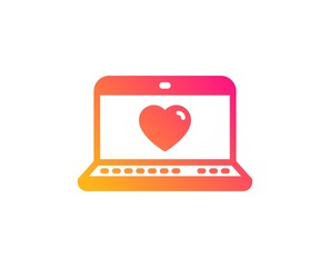 Love dating icon. Heart in Notebook sign. Valentines day symbol. Classic flat style. Gradient web love icon. Vector