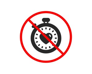 No or Stop. Heart in Timer icon. Love symbol. Valentines day stopwatch sign. Prohibited ban stop symbol. No heartbeat timer icon. Vector