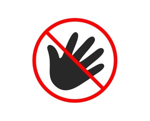 Obraz premium No or Stop. Hand wave icon. Palm sign. Prohibited ban stop symbol. No hand icon. Vector
