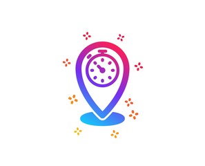 Timer icon. Time sign. Location pointer symbol. Dynamic shapes. Gradient design timer icon. Classic style. Vector