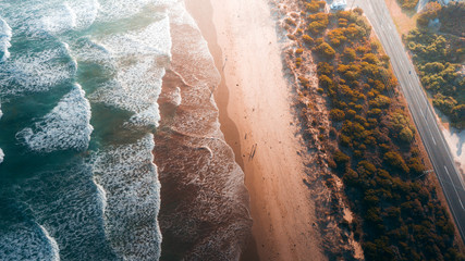 Aerial view of Waves and Beach of Great Ocean Road Australia - 256325256