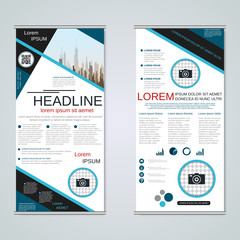 Modern roll-up business banners vector template