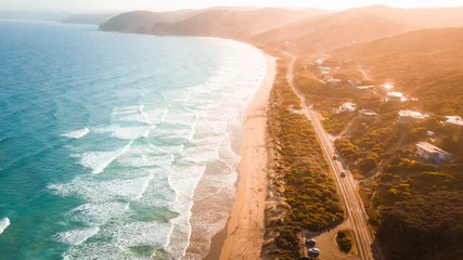 Foto auf Acrylglas Camps Bay Beach, Kapstadt, Südafrika Aerial view of Waves and Beach of Great Ocean Road Australia