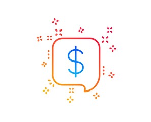 Payment received line icon. Dollar sign. Finance symbol. Gradient design elements. Linear payment message icon. Random shapes. Vector