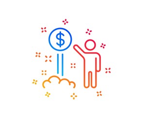 Income money line icon. Wealth sign. Credit card symbol. Gradient design elements. Linear income money icon. Random shapes. Vector