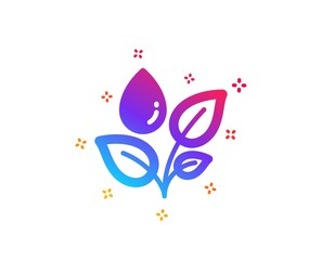 Plants watering icon. Leaves dew sign. Environmental care symbol. Dynamic shapes. Gradient design plants watering icon. Classic style. Vector
