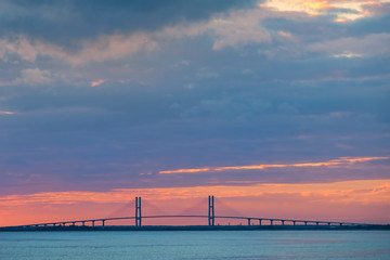 View of Bridge from East Beach at Sunset, St Simons Island, GA