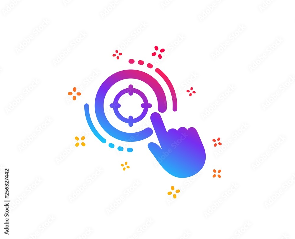 Poster Seo target icon. Search engine optimization sign. Click aim symbol. Dynamic shapes. Gradient design seo target icon. Classic style. Vector