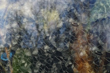 texture of glass from the color pattern on the window