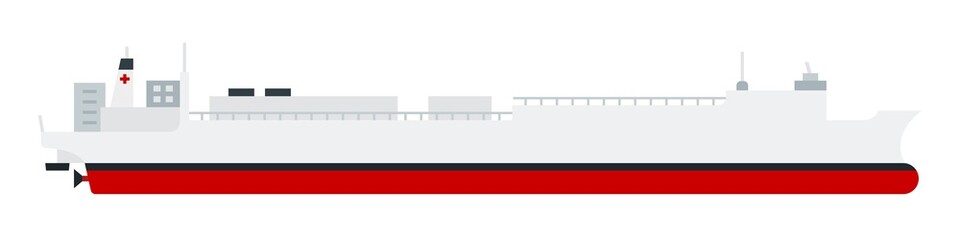 Marine sanitary vessel, hospital ship vector flat icon