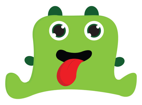 Green monster with open mouth vector illustration on white background
