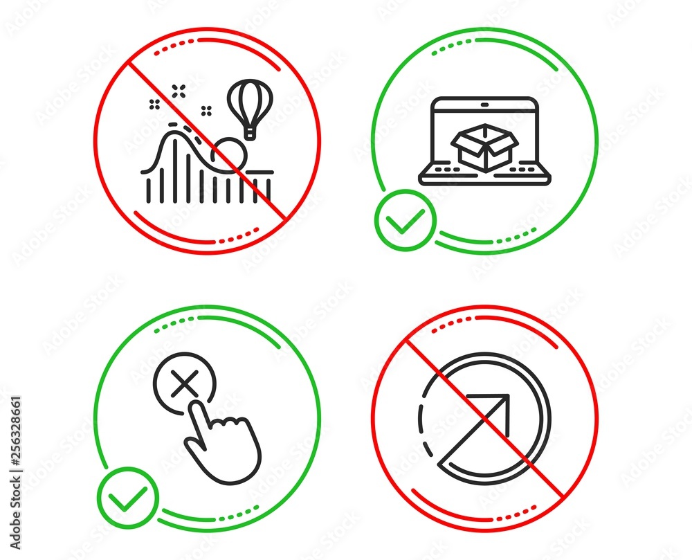 Poster do or stop. online delivery, reject click and roller coaster icons simple set. direction sign. parce