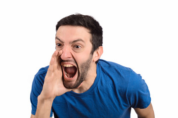 Young man shouting and screaming