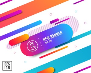 User line icon. Profile Avatar sign. Male Person silhouette symbol. Diagonal abstract banner. Linear person icon. Geometric line shapes. Vector