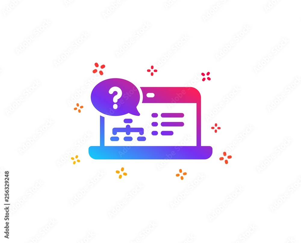 Poster question mark icon. online quiz test sign. dynamic shapes. gradient design online help icon. classic