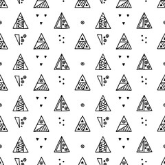 Seamless vector geometrical pattern with hand drawn decorative elements Graphic abstract design, drawing illustration. Print for fabric, textil, wallpaper, wrapping packaging Line drawing Doddle style