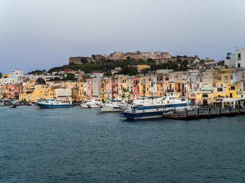 Italy, Campania, Naples, Gulf of Naples, Procida Island, Marina di Sancio Cattolico in the morning light