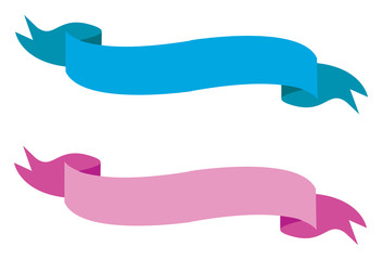 Pink and blue ribbon vector or color illustration