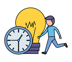 businessman clock time bulb