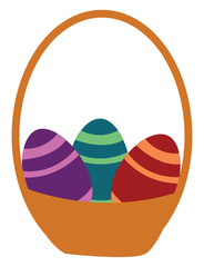 Basket of easter eggs vector or color illustration