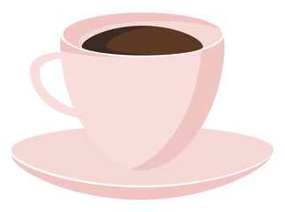 Hot beverage in cup plate vector or color illustration