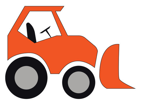 Orange eskalator car with steering wheel vector or color illustration