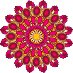 red peacock gems vector mandala decoration for web design, festivals,posters,printing,holidays,coffee shops menu,donuts packaging