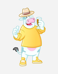 Fun Cow Farmer Character Mascot