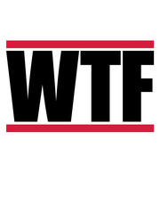 Obraz premium balken rot wtf buchstaben cool logo what the fuck was zum teufel zur hölle text lustig verrückt design