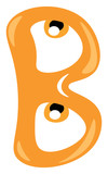 Alphabet b in orange color vector or color illustration