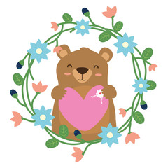 Obraz na płótnie Canvas bear heart flowers
