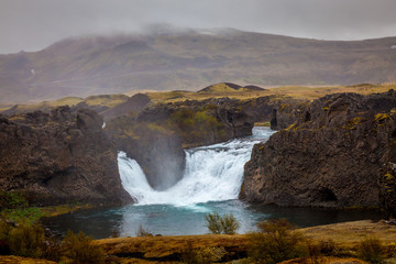 Icelandic Waterfall in the mist